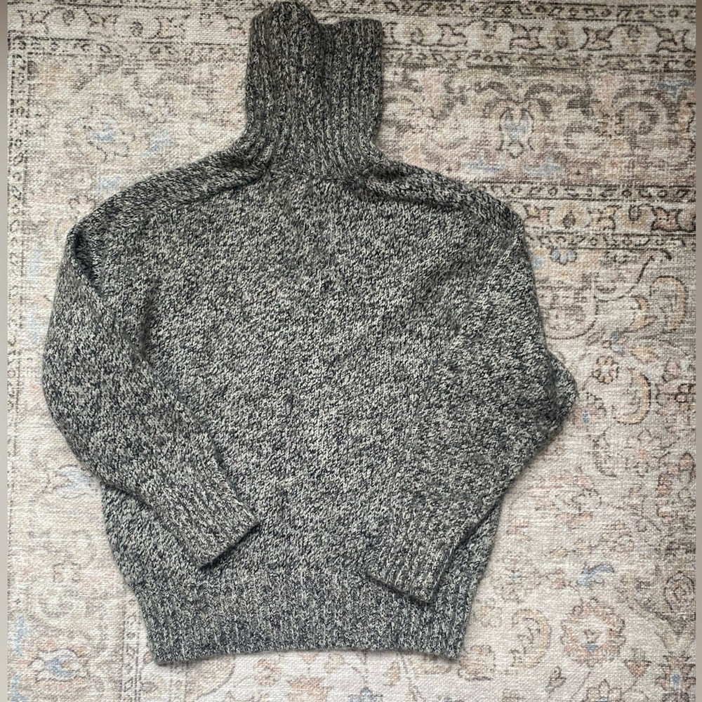 Zara Gray Cowl Neck Sweater Chunky Knit